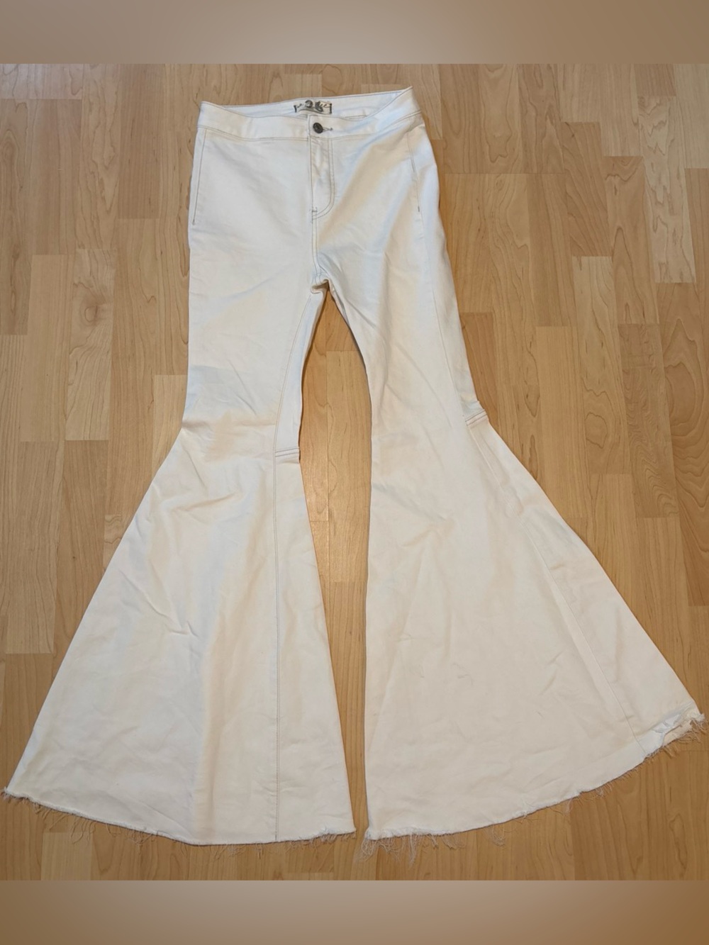 Free People We the Free High-Rise White Flare Jeans with Wide Bell Legs